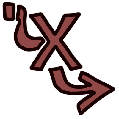 a red arrow interrupted by a red 'x'